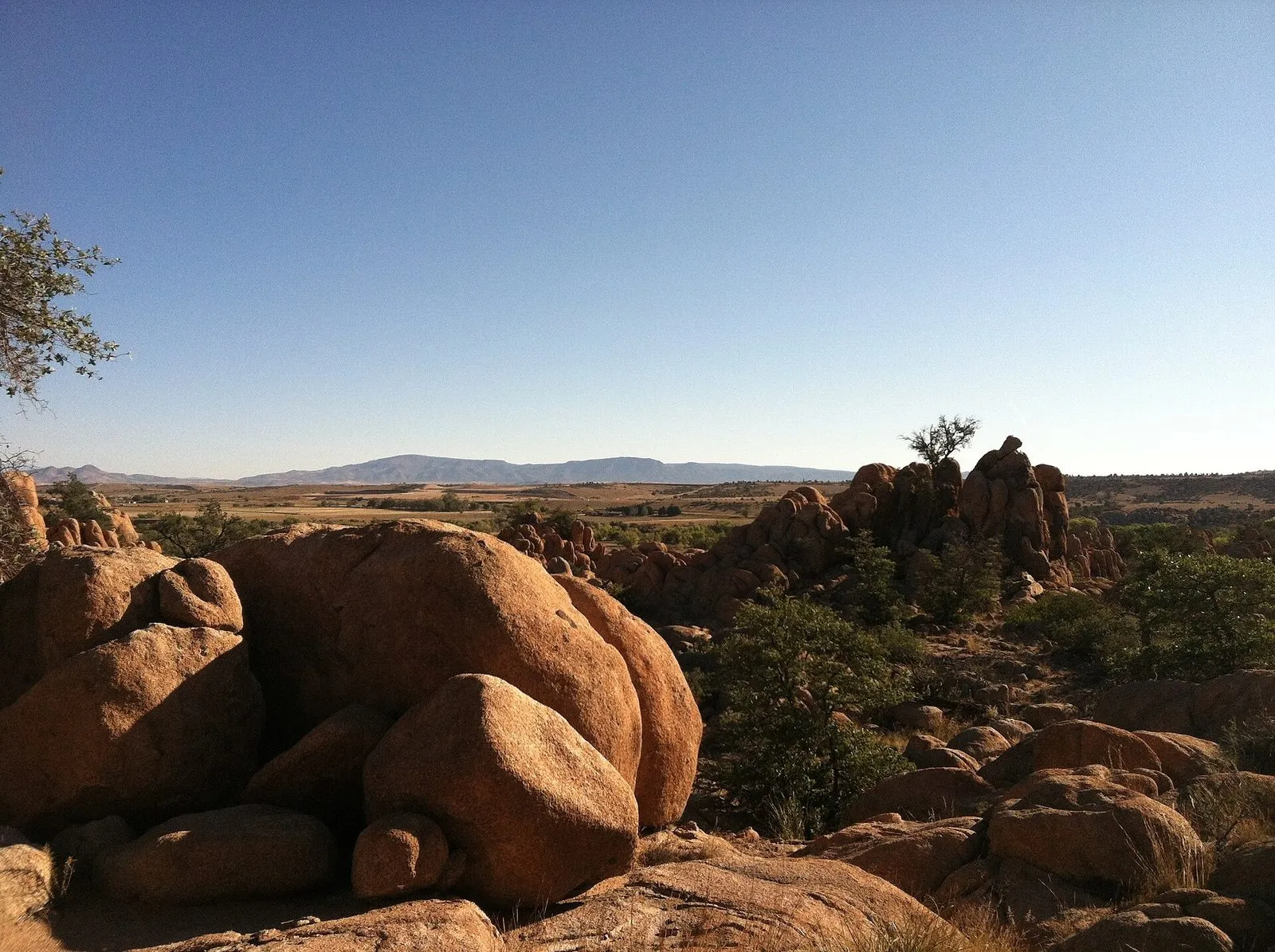 A footpath winding between weathered granite boulders and scrub in the Granite Dells north of Prescott