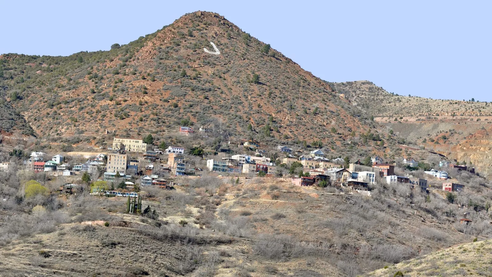 The historic mining town of Jerome climbing the side of Cleopatra Hill
