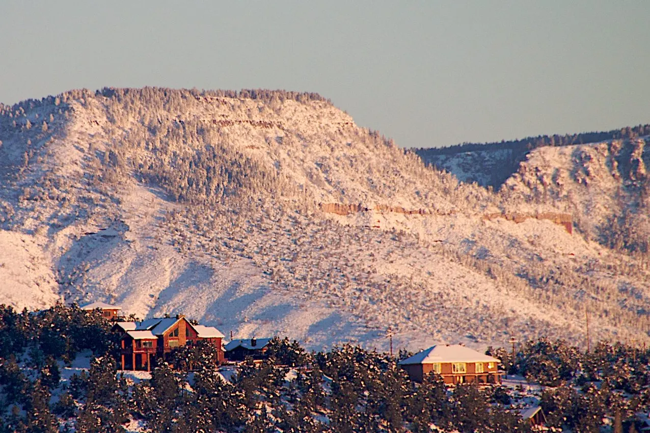 The Mogollon Rim rising above pine country seen from near Payson, Arizona